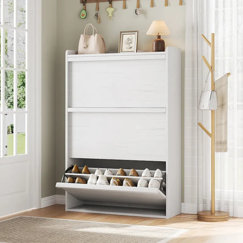 Zapatero con cajones abatibles 3/2/4, mueble moderno para zapatos de entrada, zapatero organizador de madera