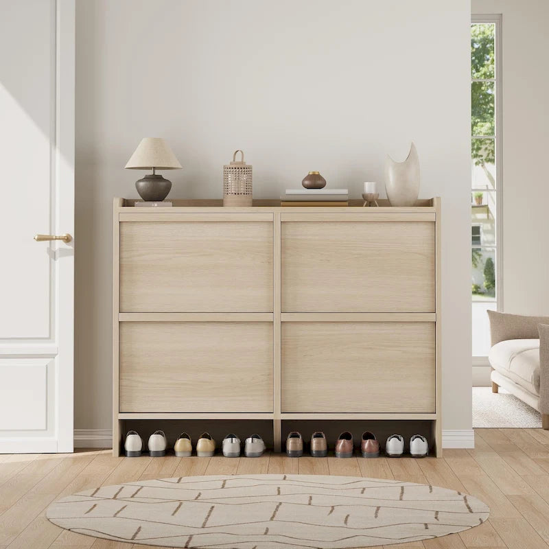 Zapatero con cajones abatibles 3/2/4, mueble moderno para zapatos de entrada, zapatero organizador de madera