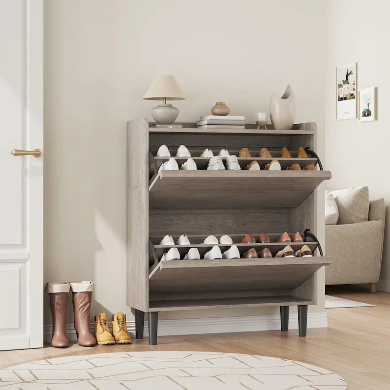 Zapatero con cajones abatibles 3/2/4, mueble moderno para zapatos de entrada, zapatero organizador de madera