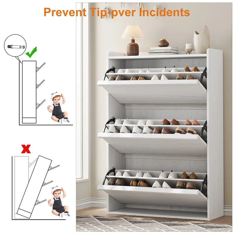 Zapatero con cajones abatibles 3/2/4, mueble moderno para zapatos de entrada, zapatero organizador de madera