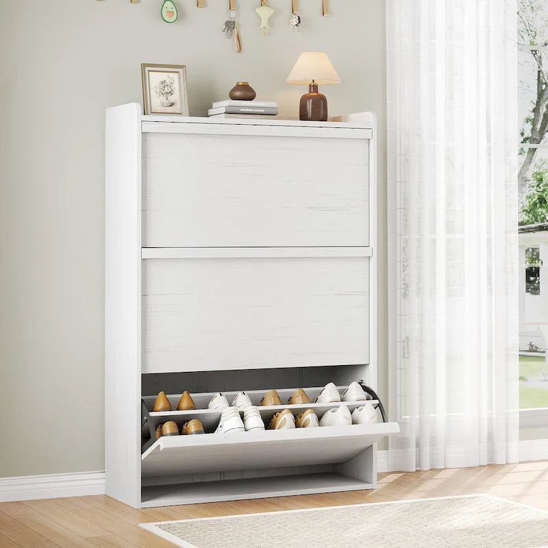 Zapatero con cajones abatibles 3/2/4, mueble moderno para zapatos de entrada, zapatero organizador de madera