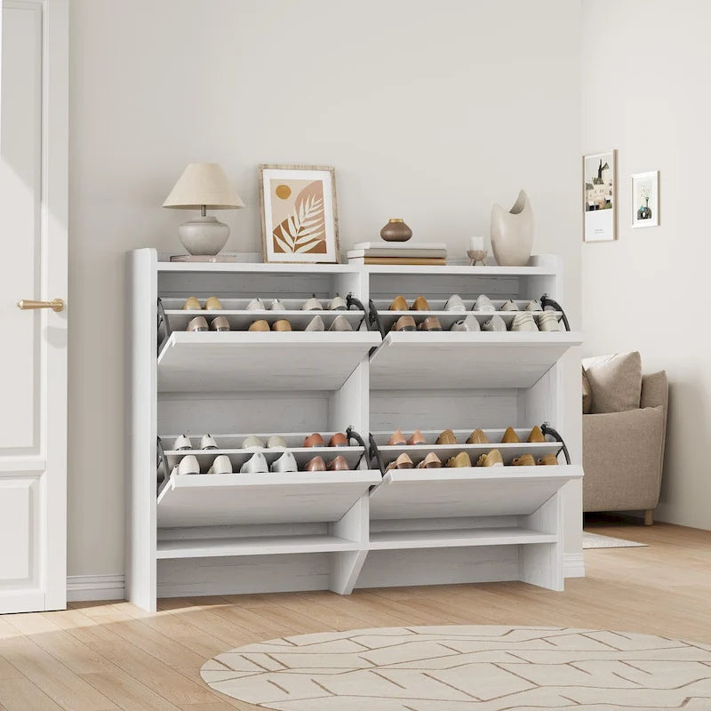 Zapatero con cajones abatibles 3/2/4, mueble moderno para zapatos de entrada, zapatero organizador de madera