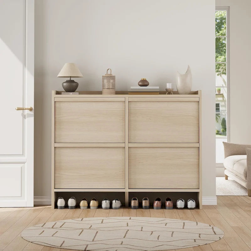 Zapatero con cajones abatibles 3/2/4, mueble moderno para zapatos de entrada, zapatero organizador de madera