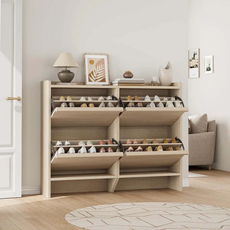 Zapatero con cajones abatibles 3/2/4, mueble moderno para zapatos de entrada, zapatero organizador de madera