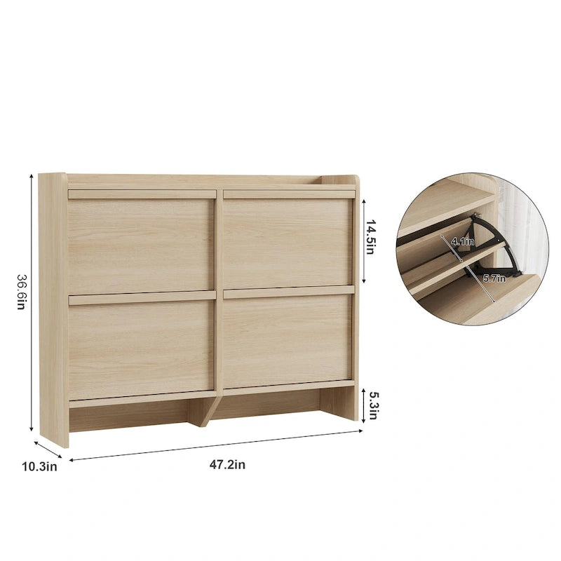 Zapatero con cajones abatibles 3/2/4, mueble moderno para zapatos de entrada, zapatero organizador de madera
