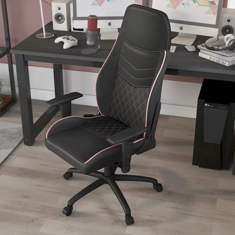Sillón reclinable de videojuegos de piel sintética negra