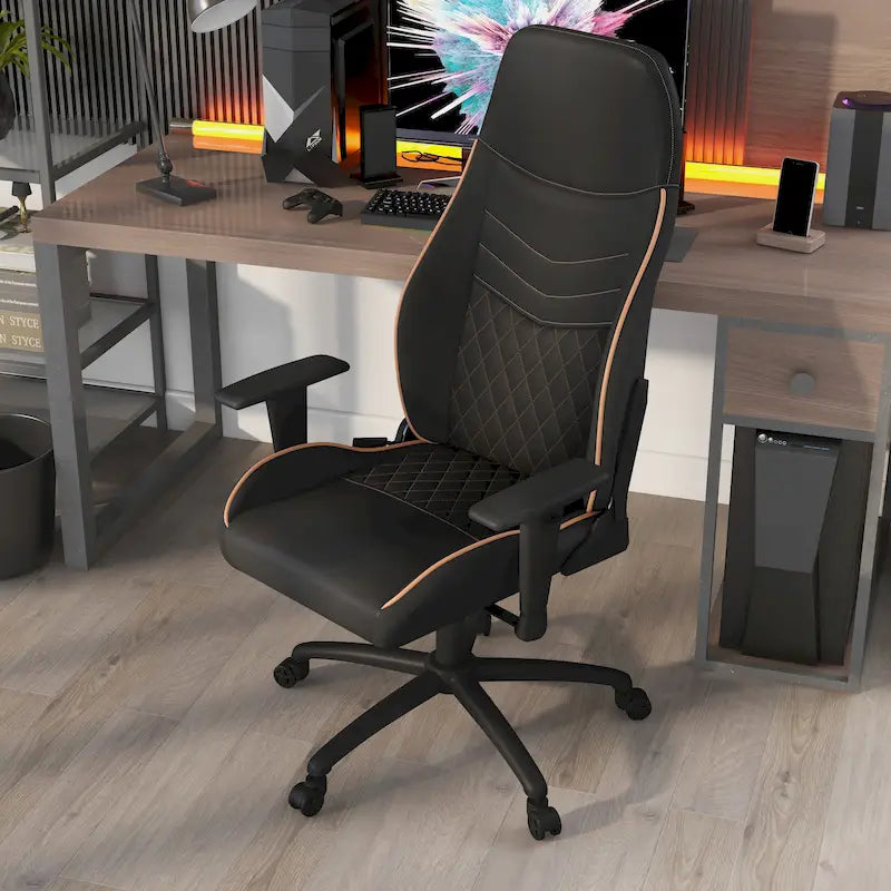 Sillón reclinable de videojuegos de piel sintética negra