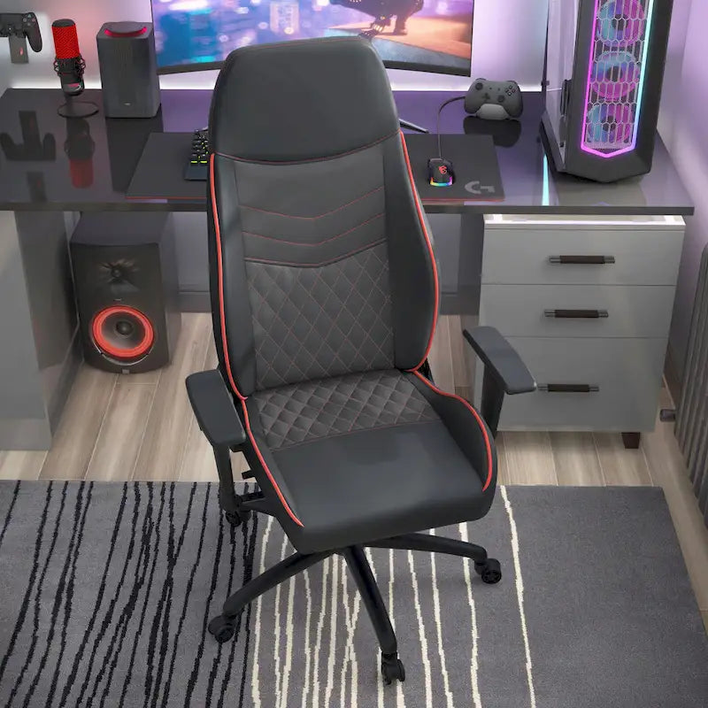 Sillón reclinable de videojuegos de piel sintética negra