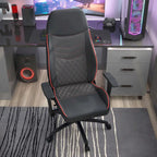 Sillón reclinable de videojuegos de piel sintética negra