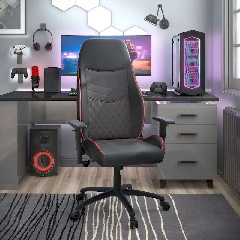Sillón reclinable de videojuegos de piel sintética negra