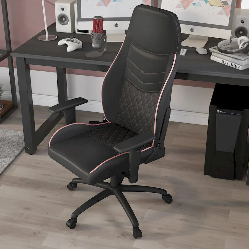 Sillón reclinable de videojuegos de piel sintética negra