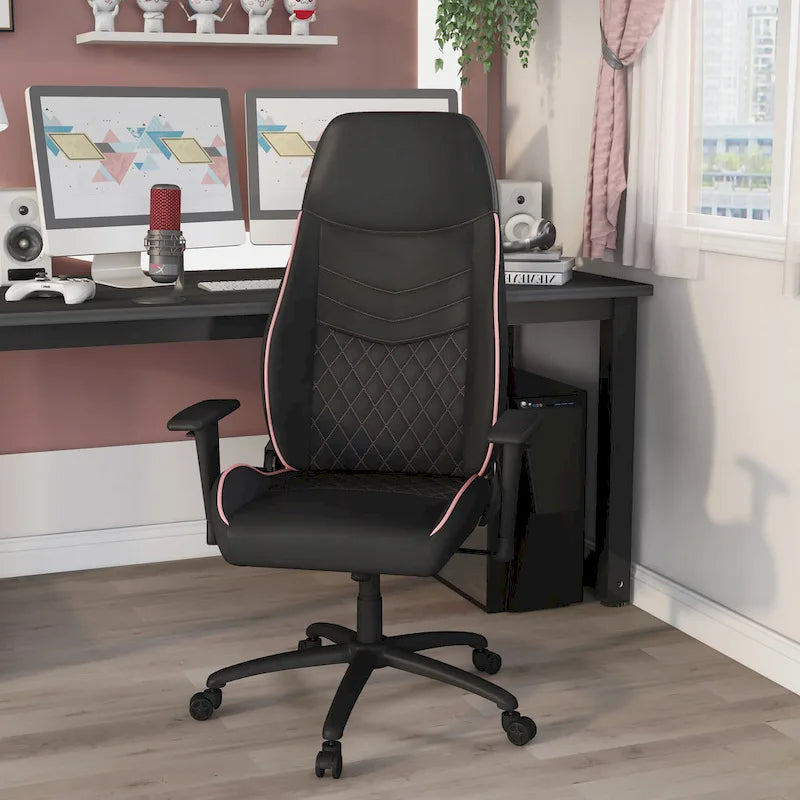 Sillón reclinable de videojuegos de piel sintética negra