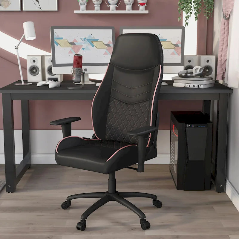 Sillón reclinable de videojuegos de piel sintética negra