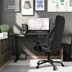 Sillón reclinable de videojuegos de piel sintética negra