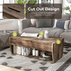 Mesa de centro rústica de madera de 41" con tapa elevable y estantes de almacenamiento