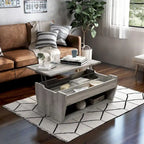 Mesa de centro rústica de madera de 41" con tapa elevable y estantes de almacenamiento