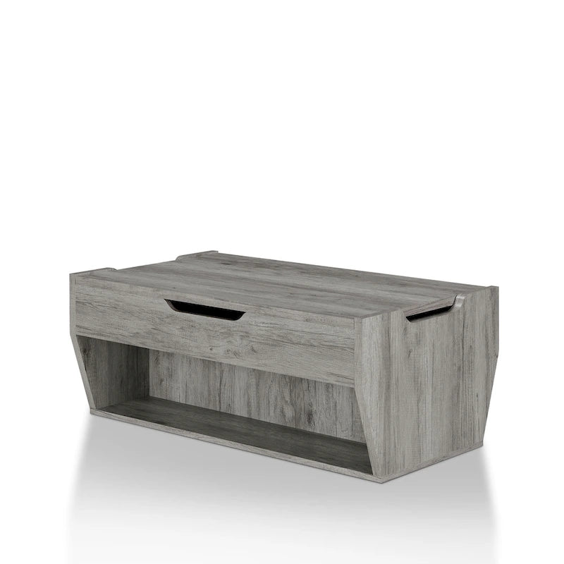 Mesa de centro rústica de madera de 41" con tapa elevable y estantes de almacenamiento