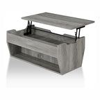Mesa de centro rústica de madera de 41" con tapa elevable y estantes de almacenamiento