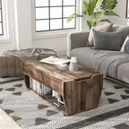 Mesa de centro rústica de madera de 41" con tapa elevable y estantes de almacenamiento