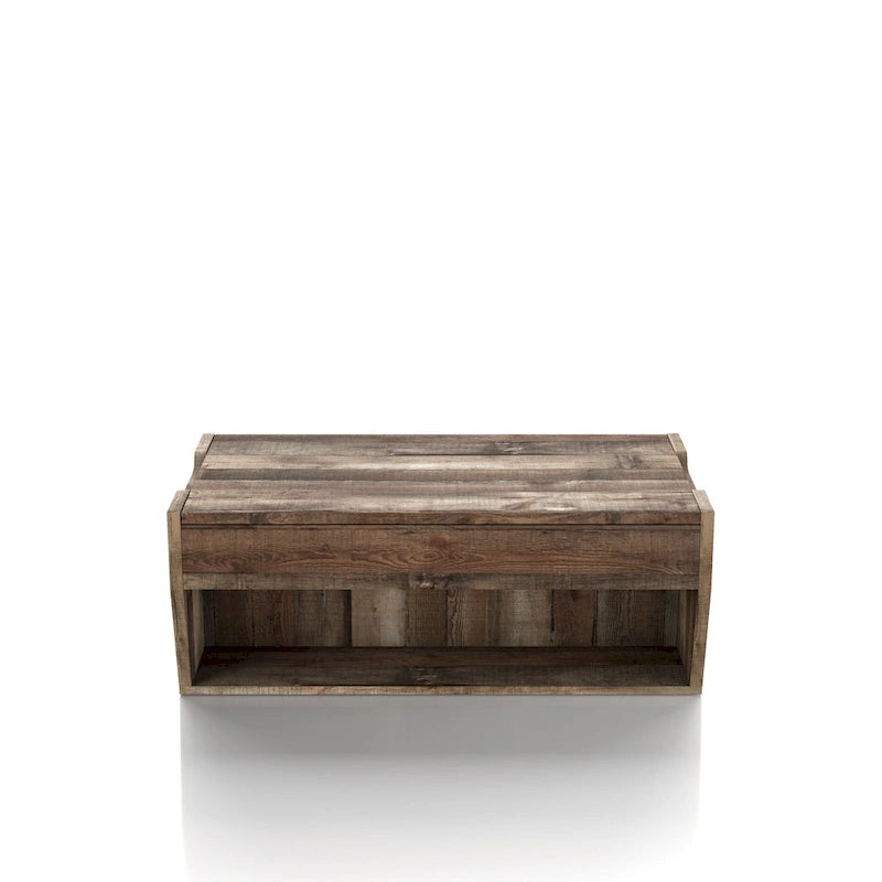 Mesa de centro rústica de madera de 41" con tapa elevable y estantes de almacenamiento