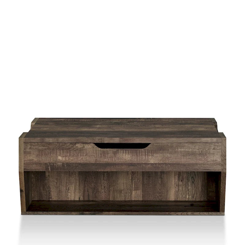 Mesa de centro rústica de madera de 41" con tapa elevable y estantes de almacenamiento