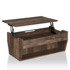 Mesa de centro rústica de madera de 41" con tapa elevable y estantes de almacenamiento