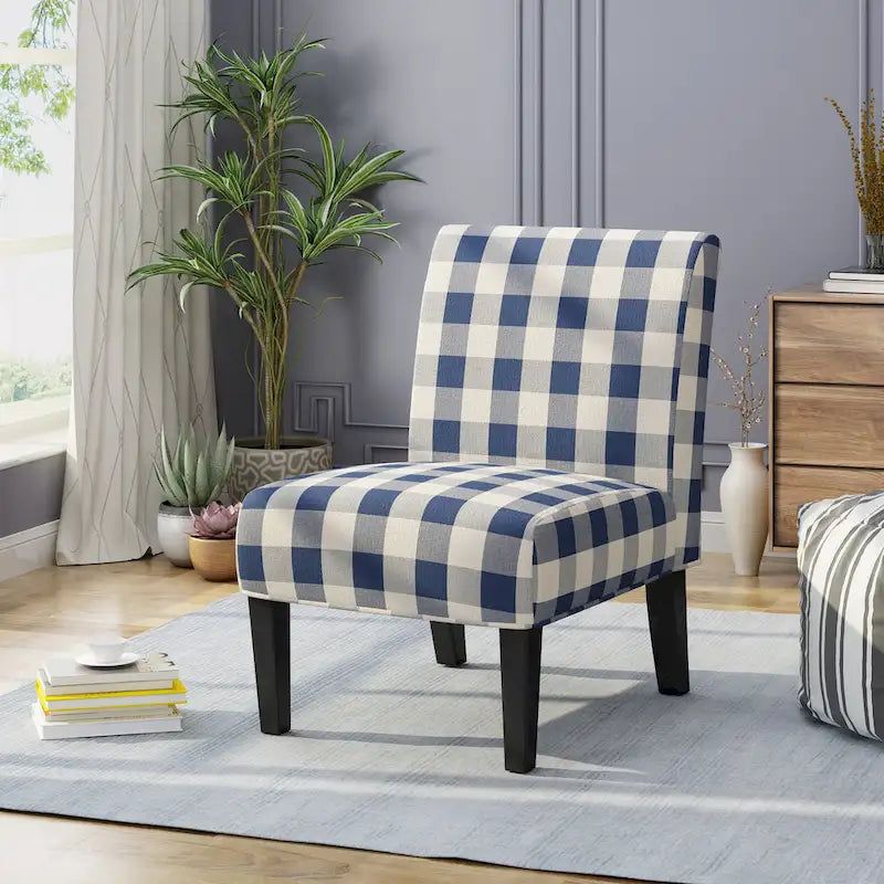 Sillón decorativo contemporáneo sin brazos tapizado con estructura de madera de caucho