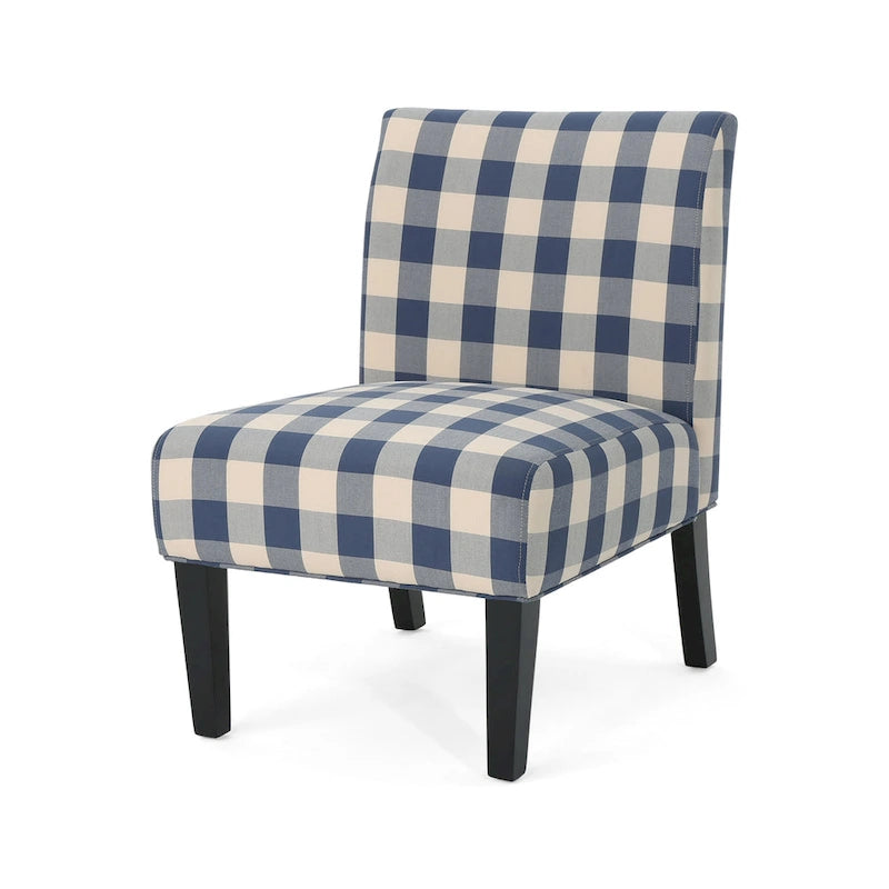 Sillón decorativo contemporáneo sin brazos tapizado con estructura de madera de caucho