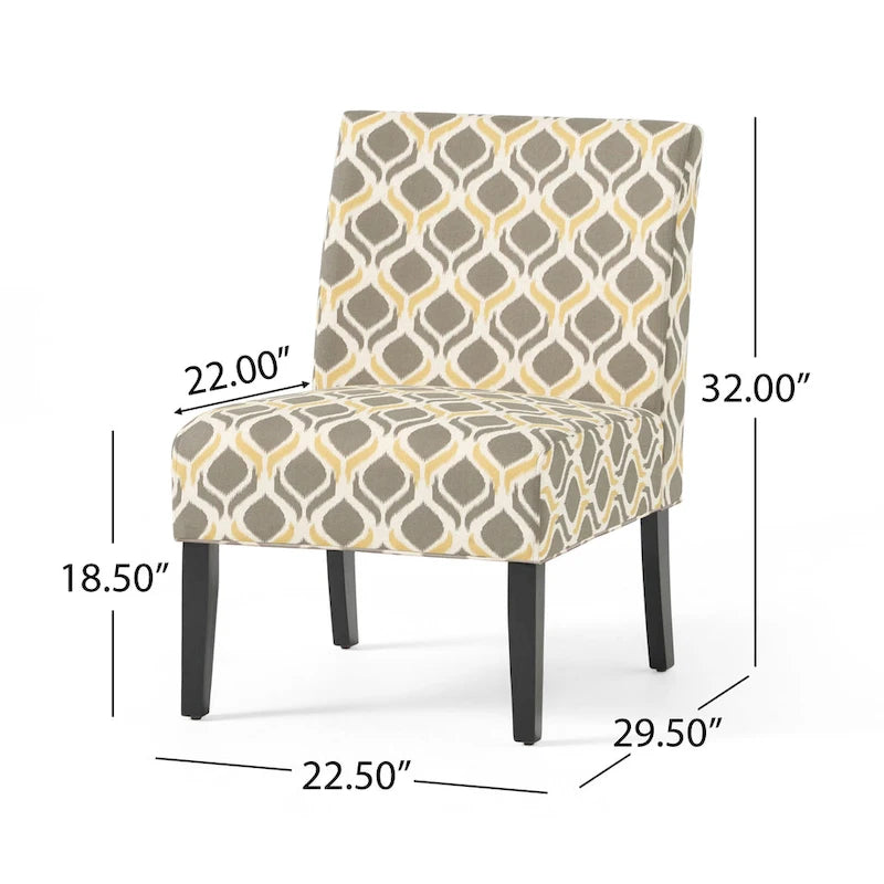 Sillón decorativo contemporáneo sin brazos tapizado con estructura de madera de caucho