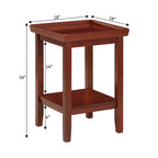 Mesa auxiliar tradicional de 3 niveles con estante y bordes elevados