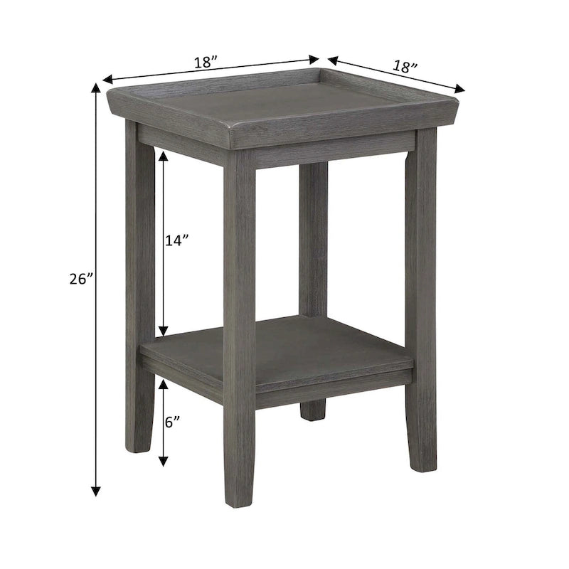 Mesa auxiliar tradicional de 3 niveles con estante y bordes elevados