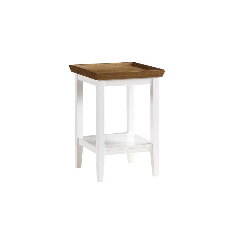 Mesa auxiliar tradicional de 3 niveles con estante y bordes elevados