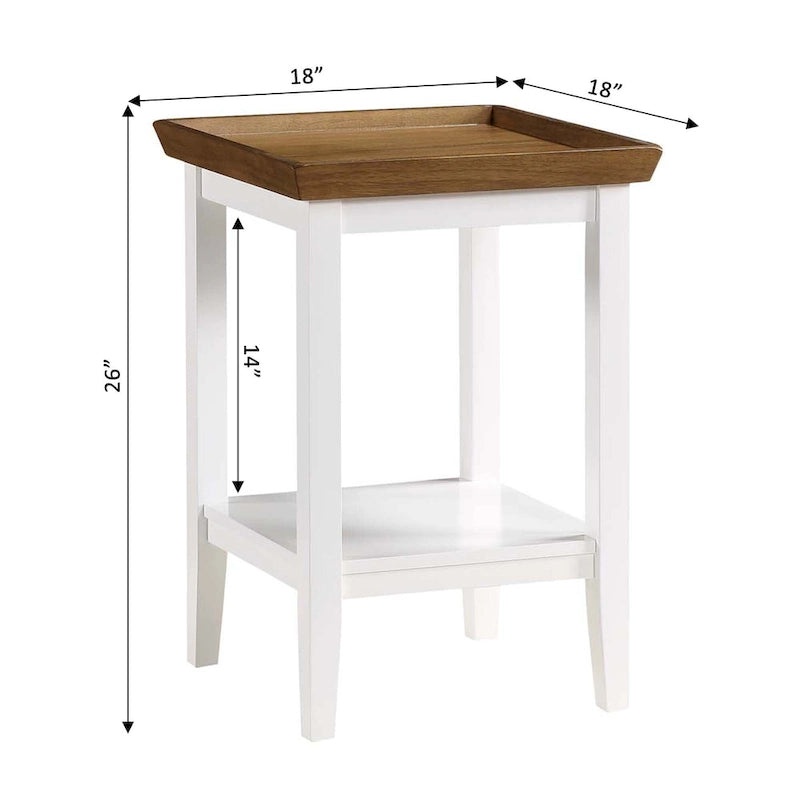 Mesa auxiliar tradicional de 3 niveles con estante y bordes elevados