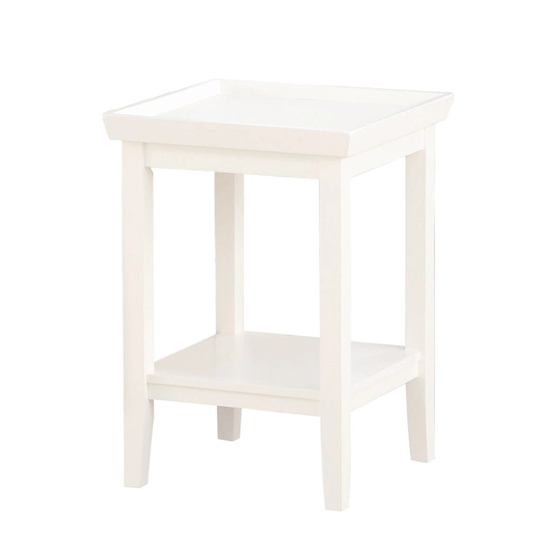 Mesa auxiliar tradicional de 3 niveles con estante y bordes elevados