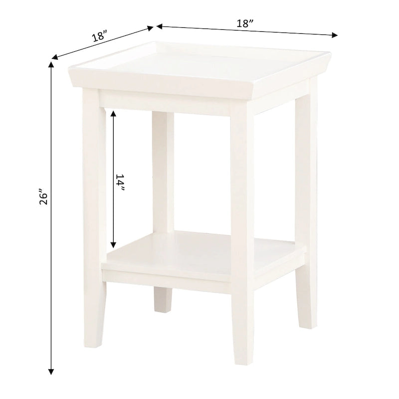 Mesa auxiliar tradicional de 3 niveles con estante y bordes elevados