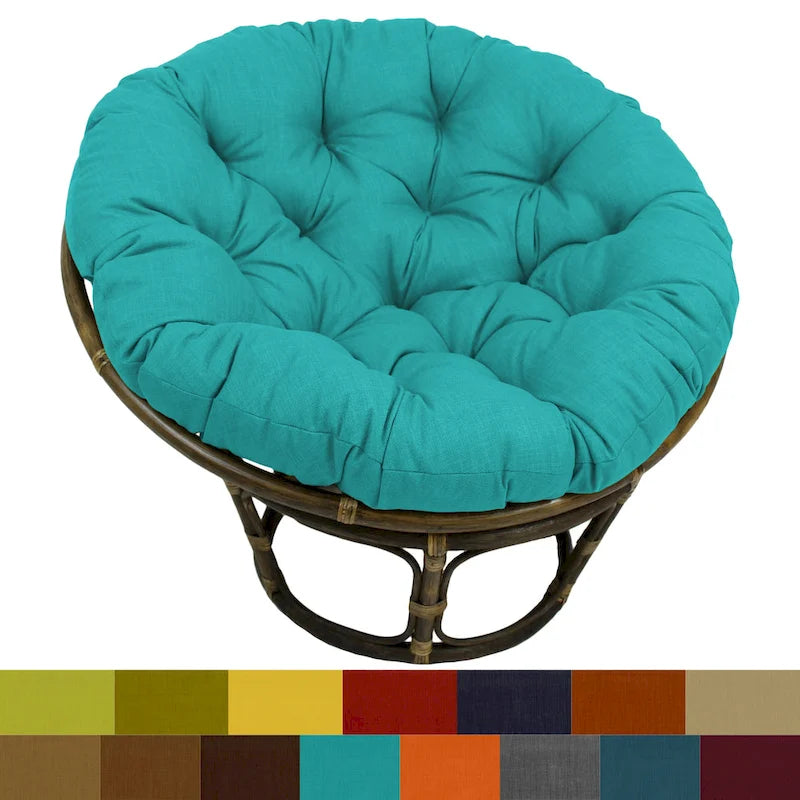 Bali 42-inch Rattan Papasan Chair with Solid All-Weather Cushion
