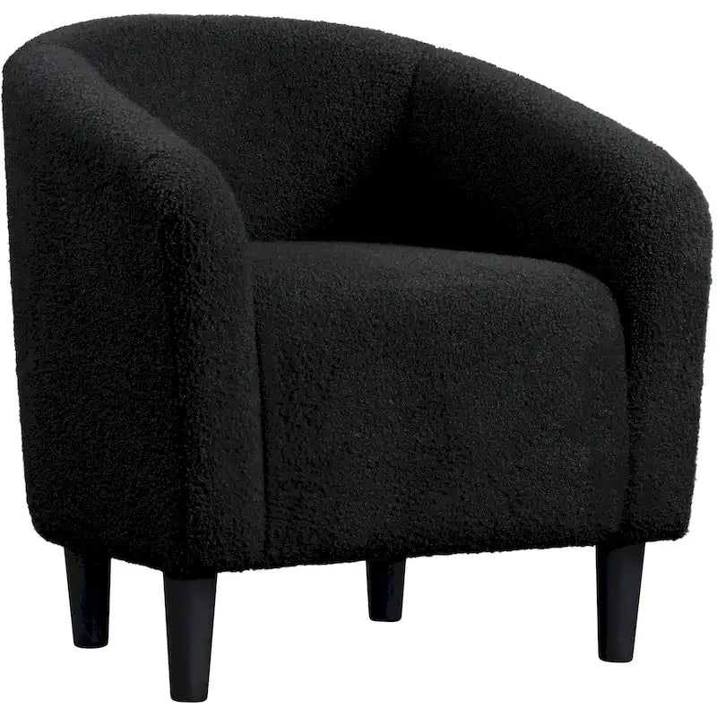 Sillón club tapizado con respaldo curvo para sala de estar