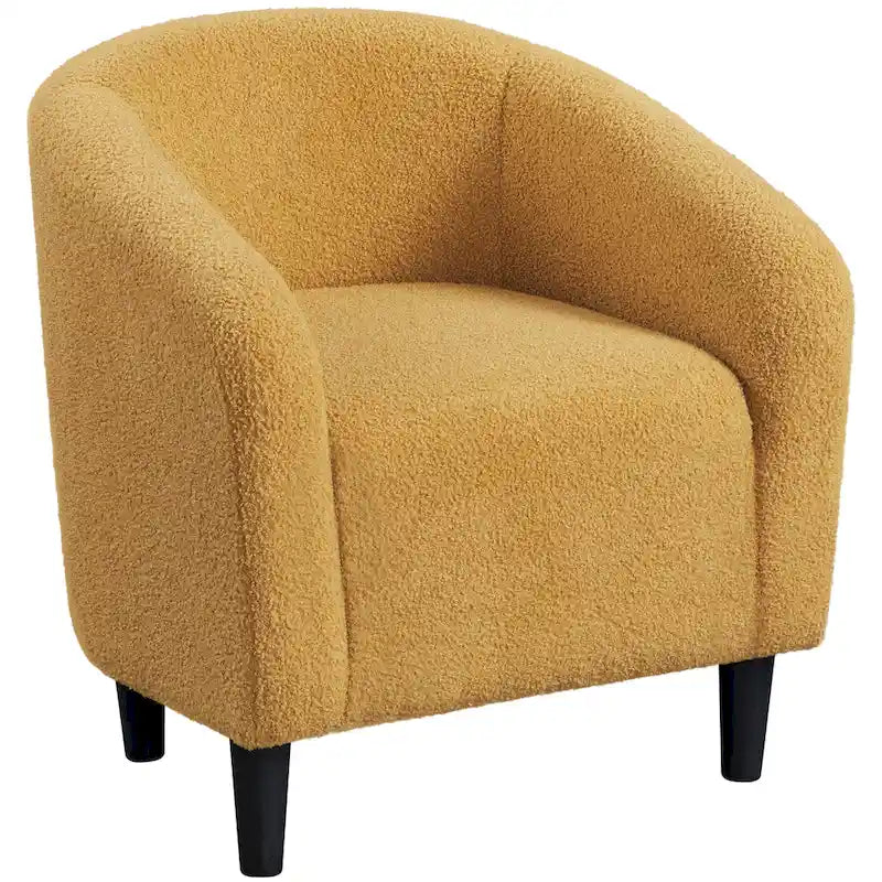 Sillón club tapizado con respaldo curvo para sala de estar