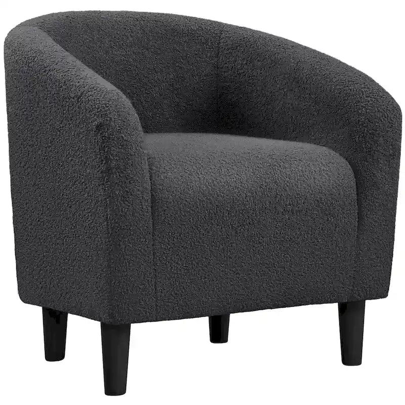 Sillón club tapizado con respaldo curvo para sala de estar