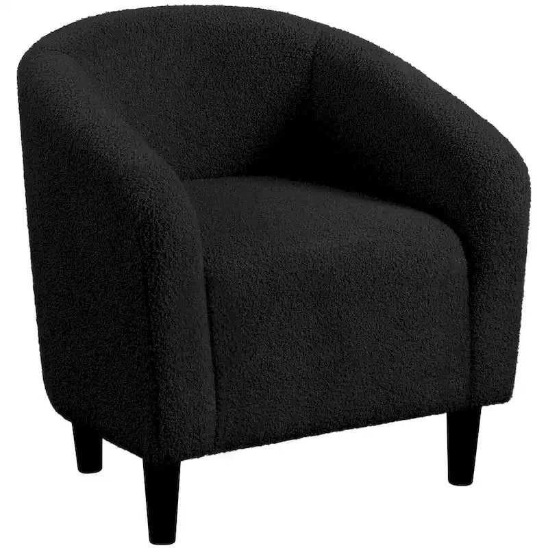 Sillón club tapizado con respaldo curvo para sala de estar
