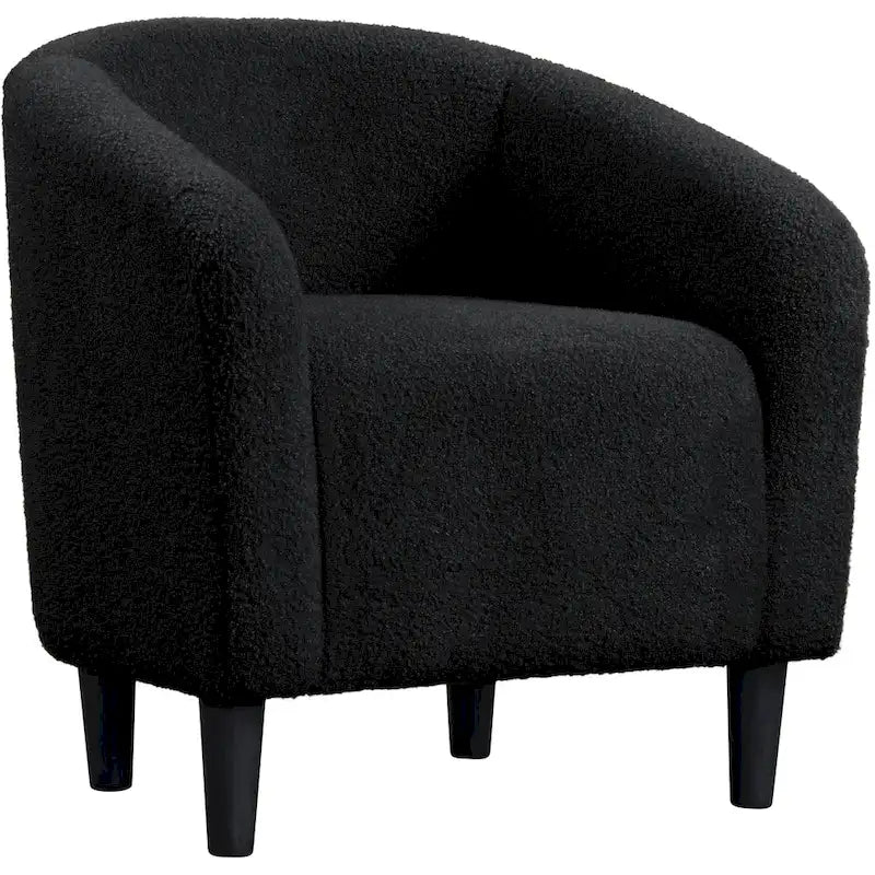 Sillón club tapizado con respaldo curvo para sala de estar