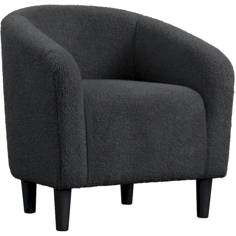 Sillón club tapizado con respaldo curvo para sala de estar