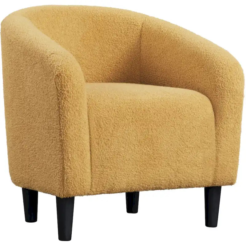 Sillón club tapizado con respaldo curvo para sala de estar