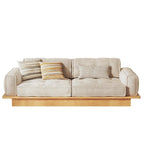 Sofá moderno tapizado en pana con estructura de madera maciza – Beige