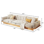 Sofá moderno tapizado en pana con estructura de madera maciza – Beige