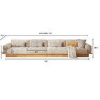 Sofá moderno tapizado en pana con estructura de madera maciza – Beige