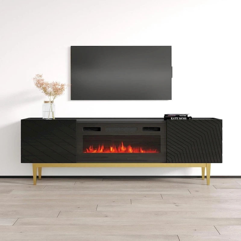 Soporte para TV con chimenea eléctrica, llama ajustable y control remoto