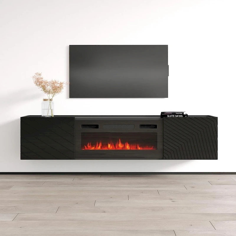 Soporte para TV con chimenea eléctrica, llama ajustable y control remoto