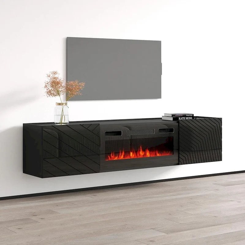 Soporte para TV con chimenea eléctrica, llama ajustable y control remoto
