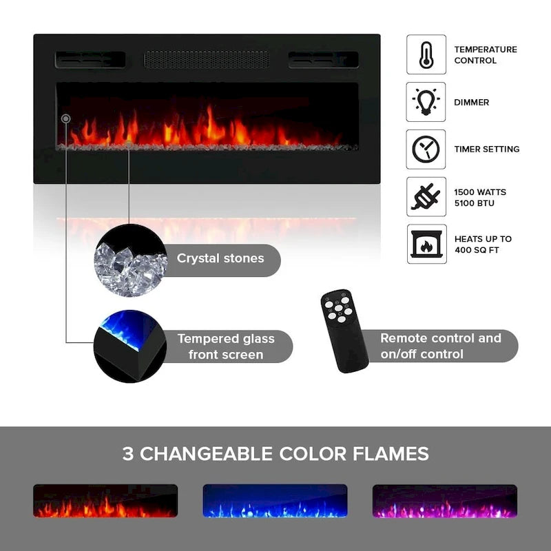 Soporte para TV con chimenea eléctrica, llama ajustable y control remoto